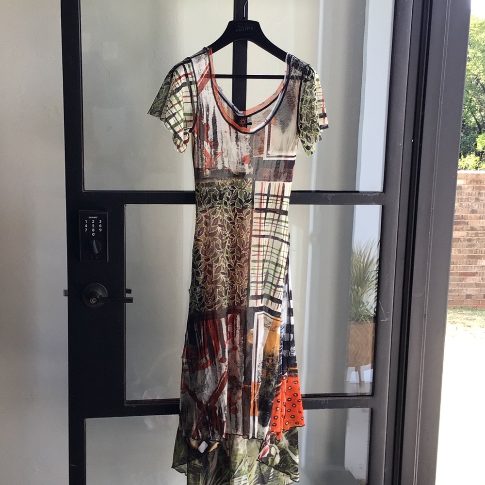 Desigual Patchwork Maxi Dress - Olive, Rust, Black, White